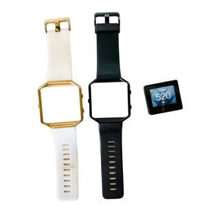 FITBIT Blaze Black White Gold Smart Watch Face Two Band With Two 2 Chargers